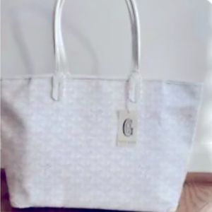 Goyard Artois White Chevron Tote St Louis Canvas Coated PM Tote Bag